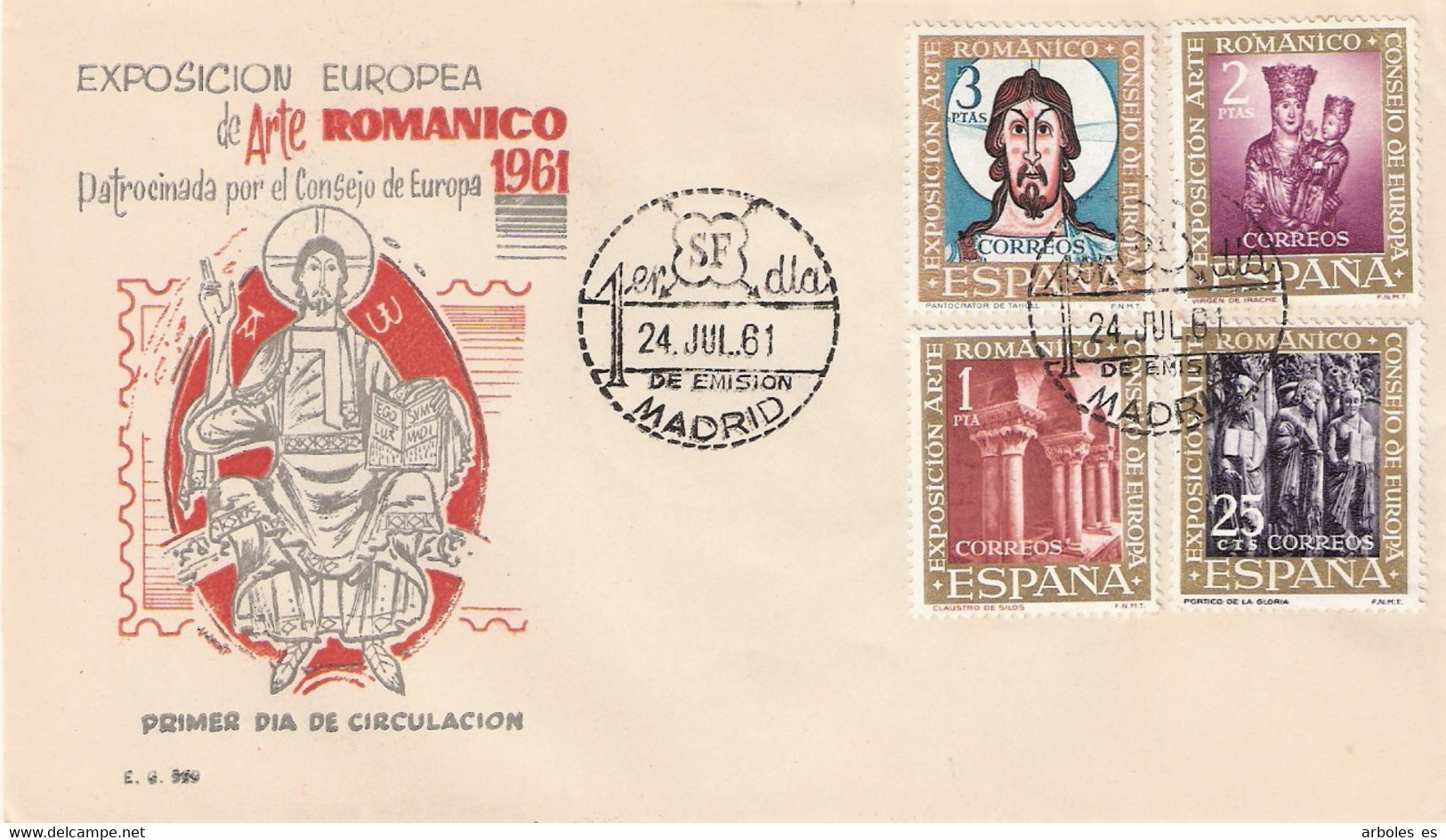 FDC - ARTE ROMANICO - AÑO 1961 - Nº EDIFIL 1365-68 - FDC