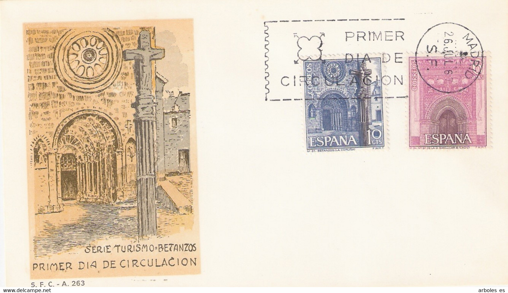 FDC - SERIE TURISTICA - AÑO 1967 - Nº EDIFIL 1802-08 - FDC