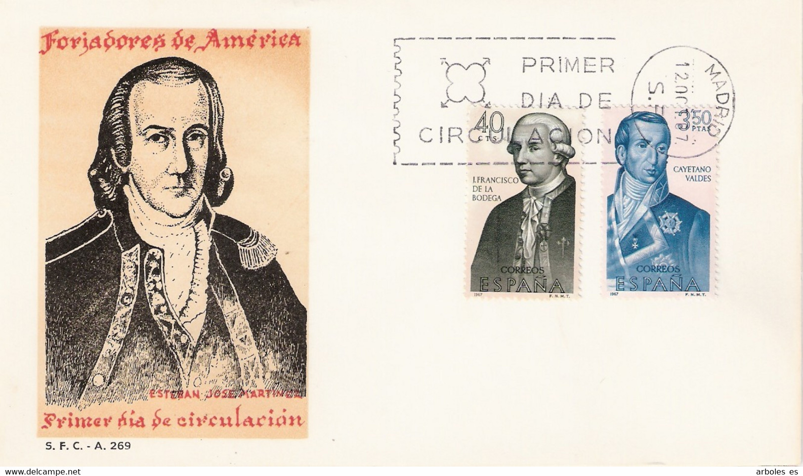 FDC - FORJADORES AMÉRICA - AÑO 1967 - Nº EDIFIL 1819-25 - FDC