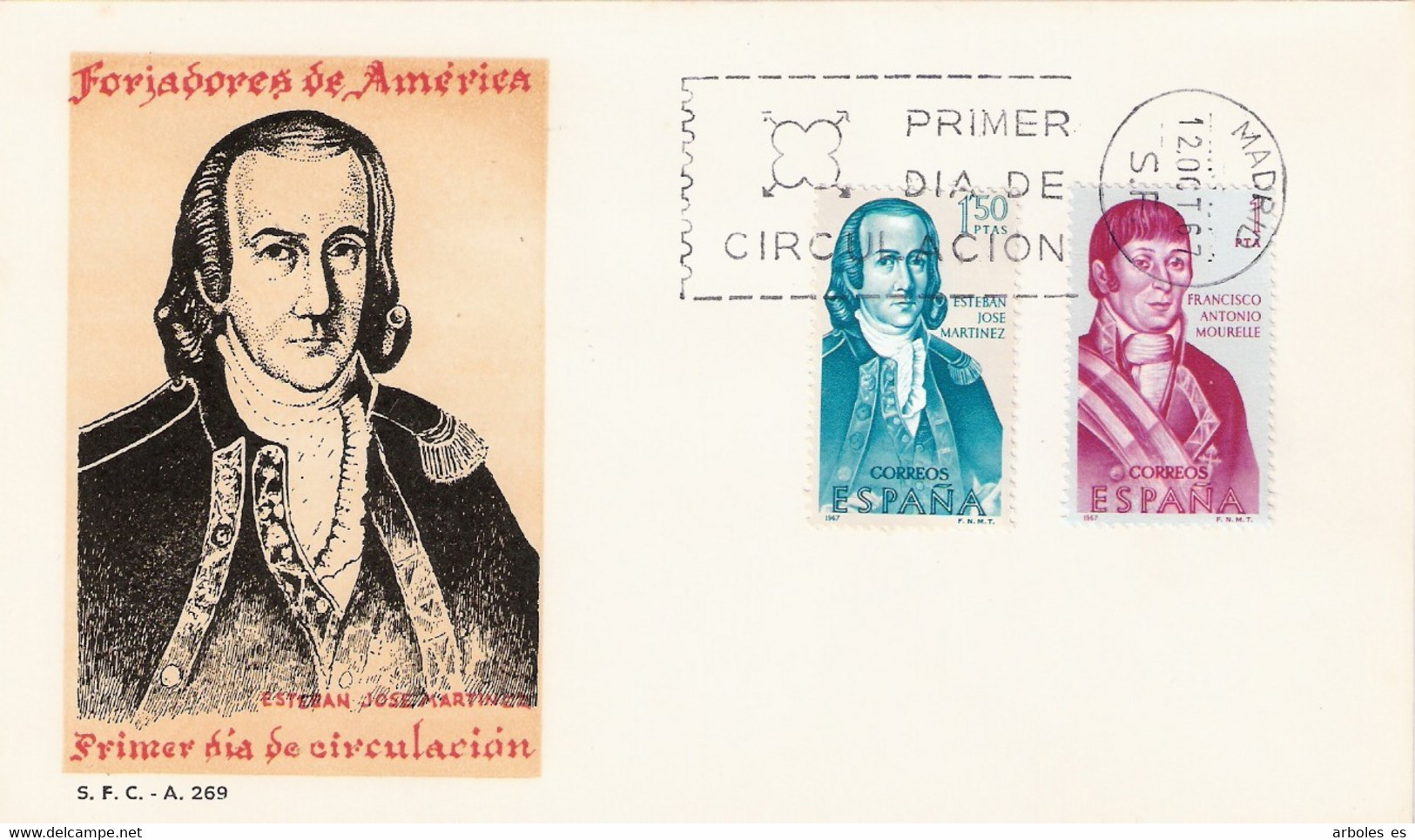 FDC - FORJADORES AMÉRICA - AÑO 1967 - Nº EDIFIL 1821-22 - FDC