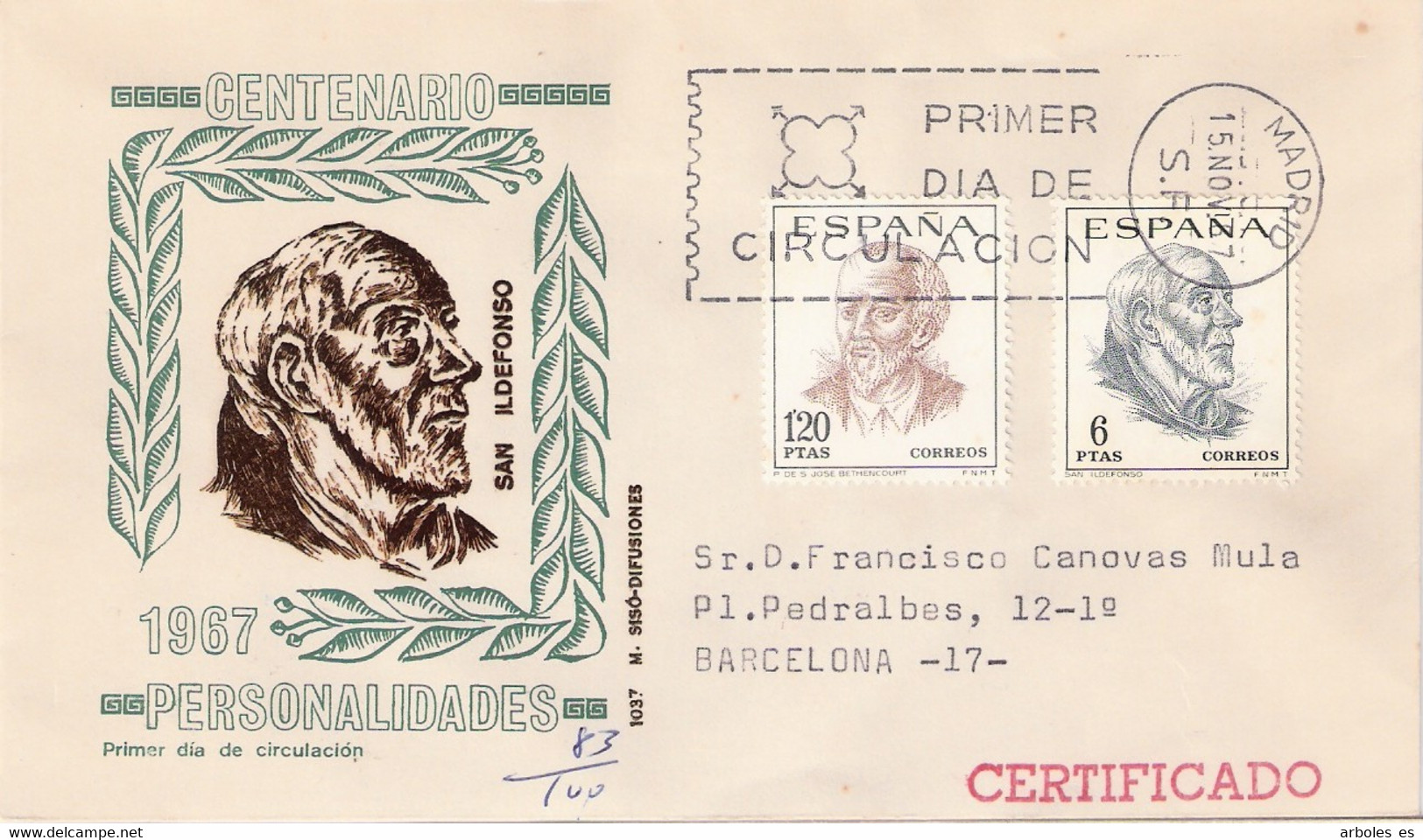 FDC - CENT.CELEBRIDADES - AÑO 1967 - Nº EDIFIL 1833-30 - FDC