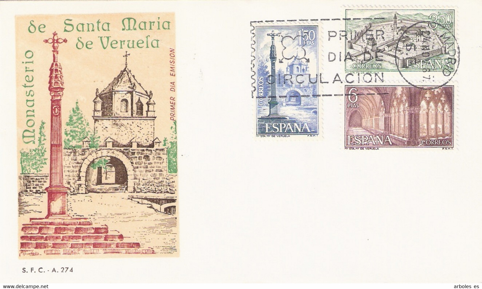 FDC - MONAST.VERUELA - AÑO 1967 - Nº EDIFIL 1834-36 - FDC