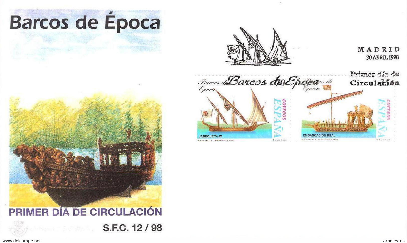 FDC - BARCOS DE EPOCA - AÑO 1998 - Nº EDIFIL 3540-41 - FDC