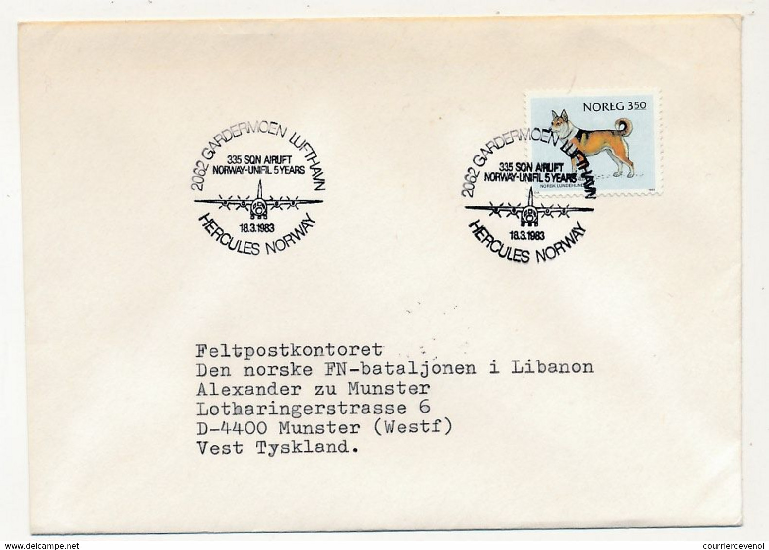 NORVEGE - Enveloppe Cachet Illustré "2062 Gardermoen Lufthavn HERCULES NORWAY 16/3/1963 Norway-Unfil ..." - Altri & Non Classificati