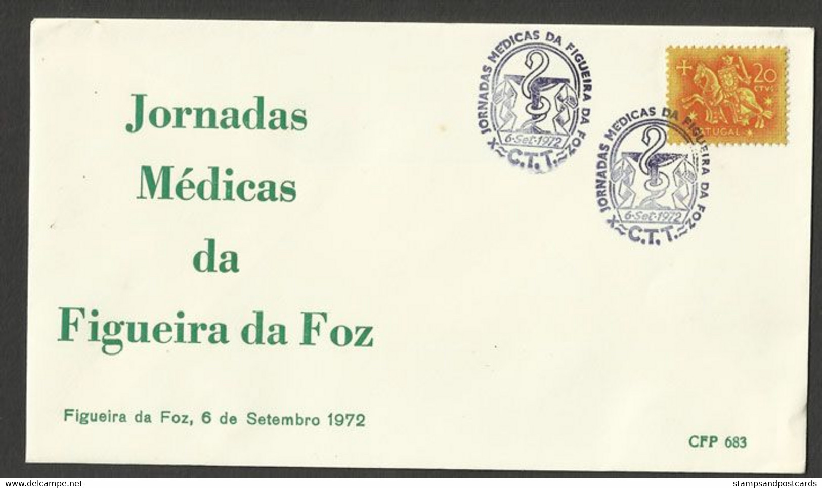 Portugal Cachet Commémoratif 1972 Journées Médecine Figueira Da Foz Medicine Meeting Event Postmark - Flammes & Oblitérations