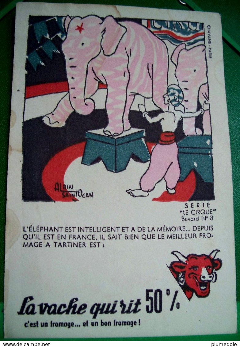 BUVARD . Lot De 2 Buvards ; LA VACHE QUI RIT . Série LE CIRQUE  . CLOWNS ET ELEPHANT . LES 2 VISIBLES RECTO VERSO - Collections, Lots & Séries