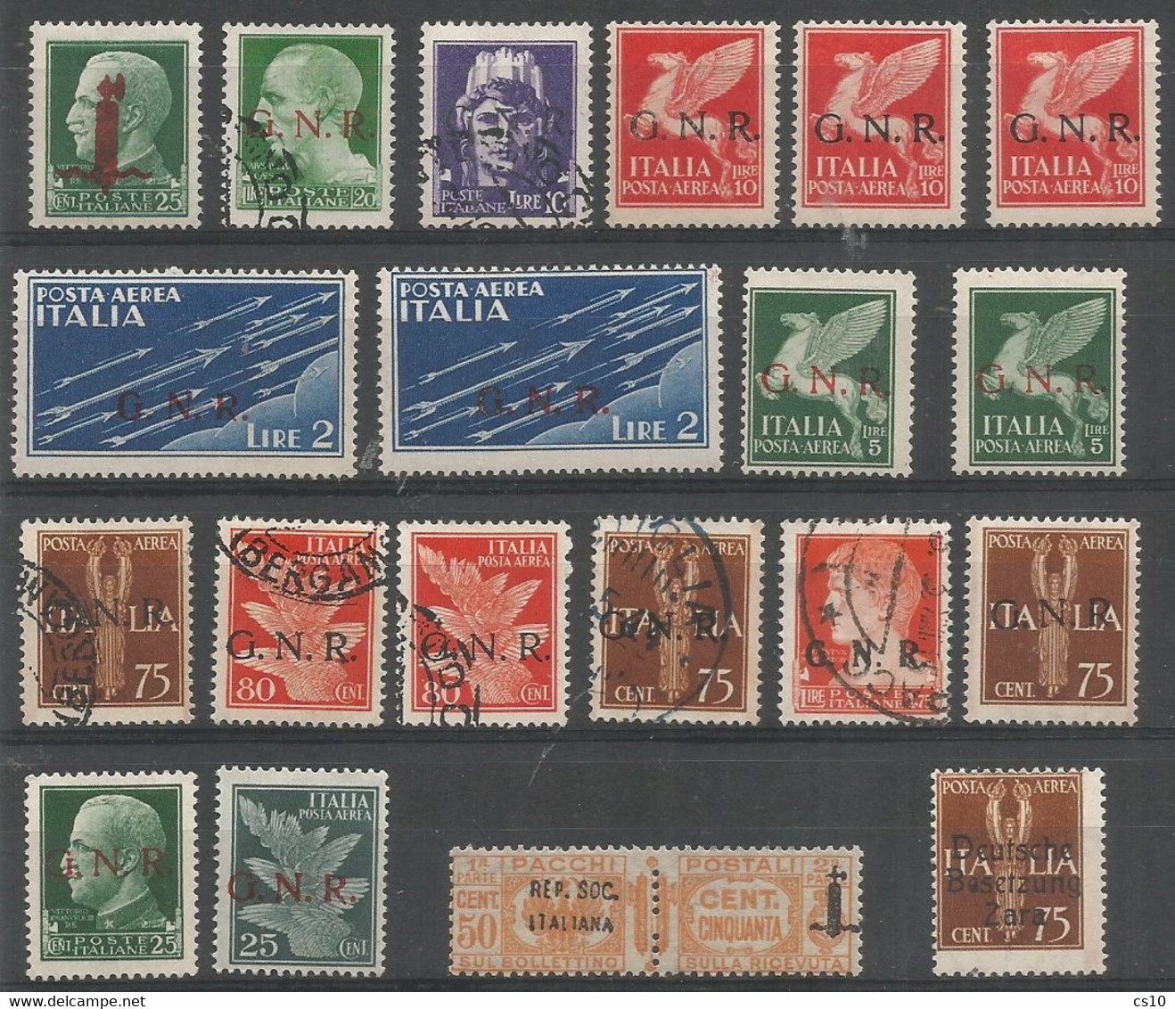 Italia RSI GNR Social Republic Lot Of FALSE FAKES SPACEFILLERS FORGERY IMITATIONS **/*/Used In 20 Pcs - Vrac (max 999 Timbres)