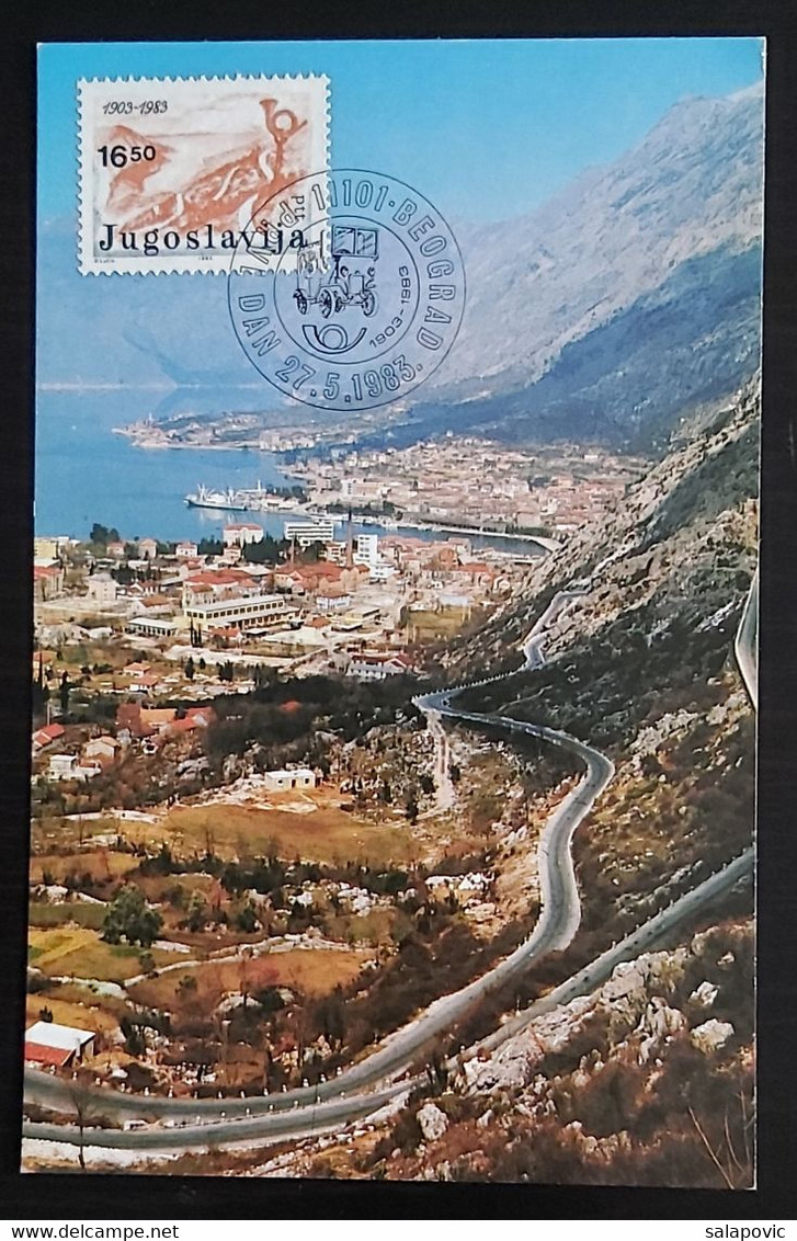 YUGOSLAVIA 1983, 80 Years Of First Postal Car In Montenegro 1903-1983, Maximum Card  FDC  4/37 - Cartes-maximum