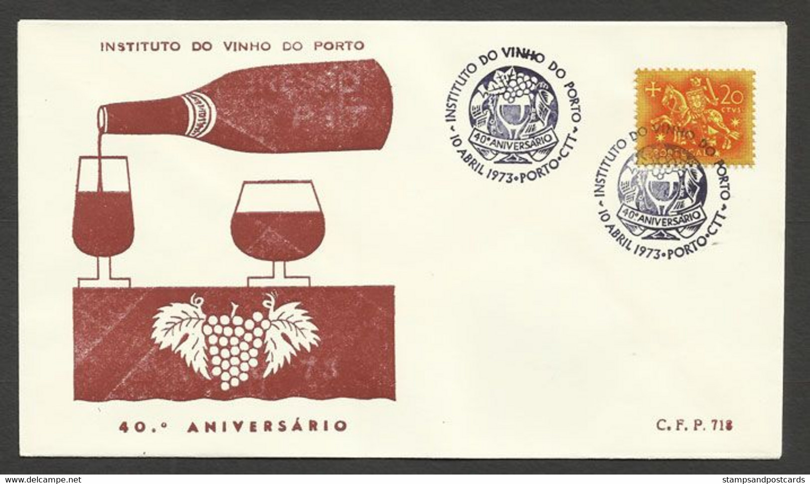Portugal Cachet Commémoratif Institut Du Vin Du Porto 1973 Event Postmark Oporto Wine Institut - Maschinenstempel (Werbestempel)