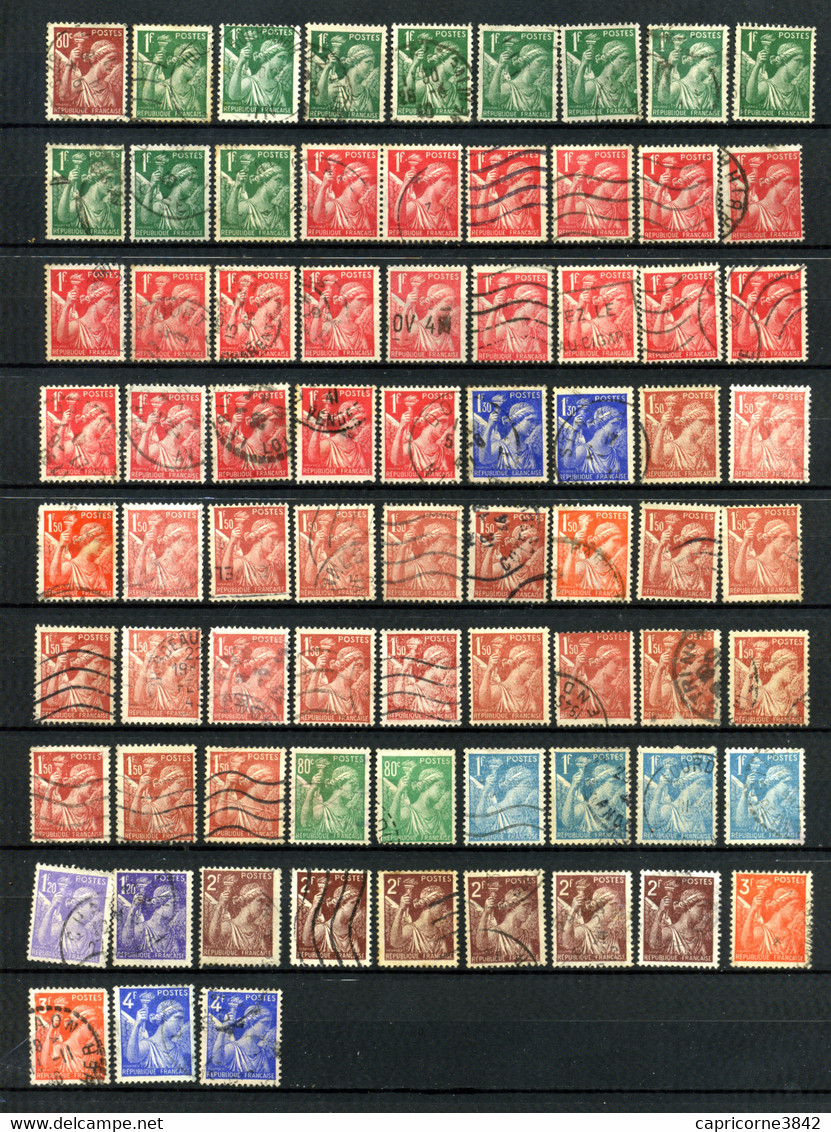 Lot De 75 Timbres Oblitérés Type  IRIS - Pour étude - 1939-44 Iris