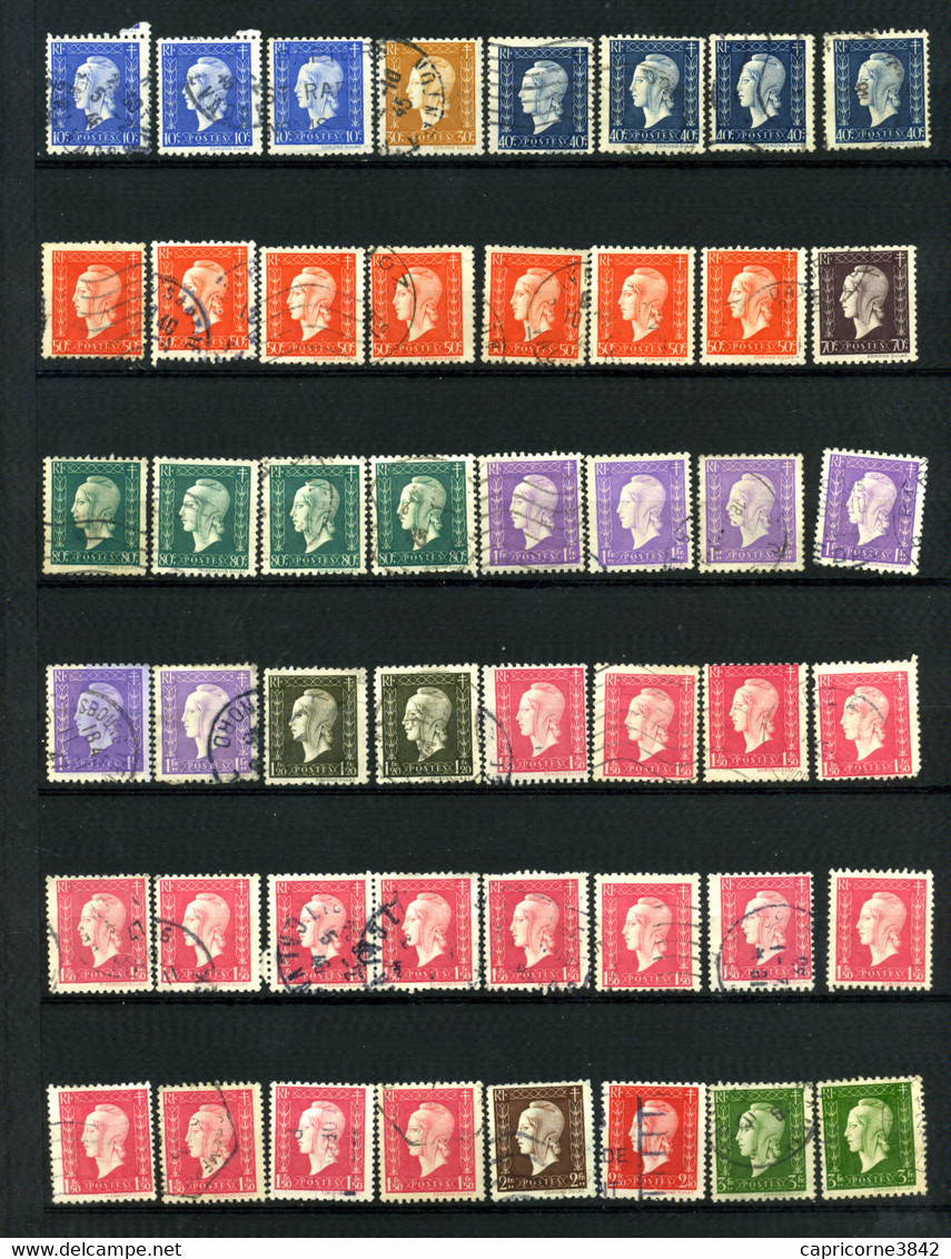 Lot De 48 Timbres Oblitérés Type MARIANNE DE DULAC N°682 à 694 + 13 Timbres ARC DE TRIOMPHE - Pour études - 1944-45 Marianne De Dulac