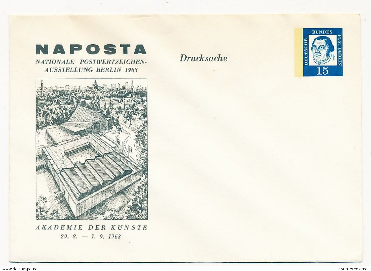 ALLEMAGNE - Env. Entier 15pf Luther, NAPOSTA Berlin 1963 - Private Covers - Mint