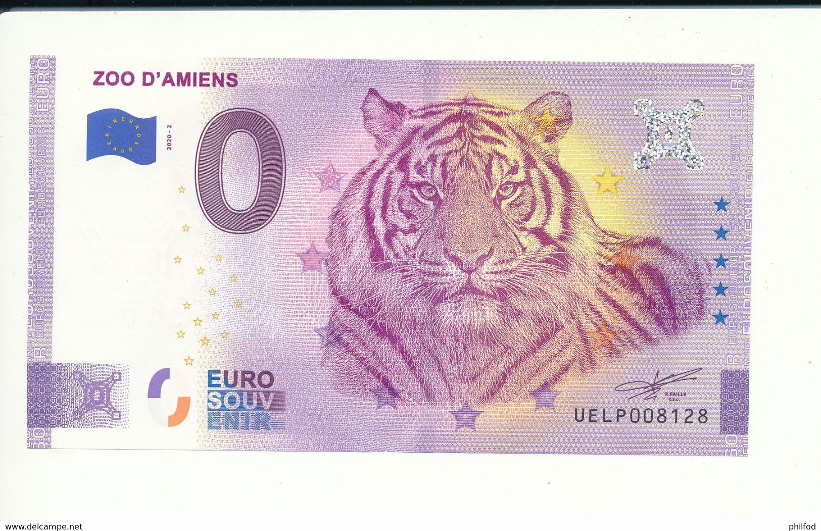 Billet Touristique 0 Euro - ZOO D'AMIENS - 2020-2 - UELP - ANNIV - N° 8128 - Autres & Non Classés