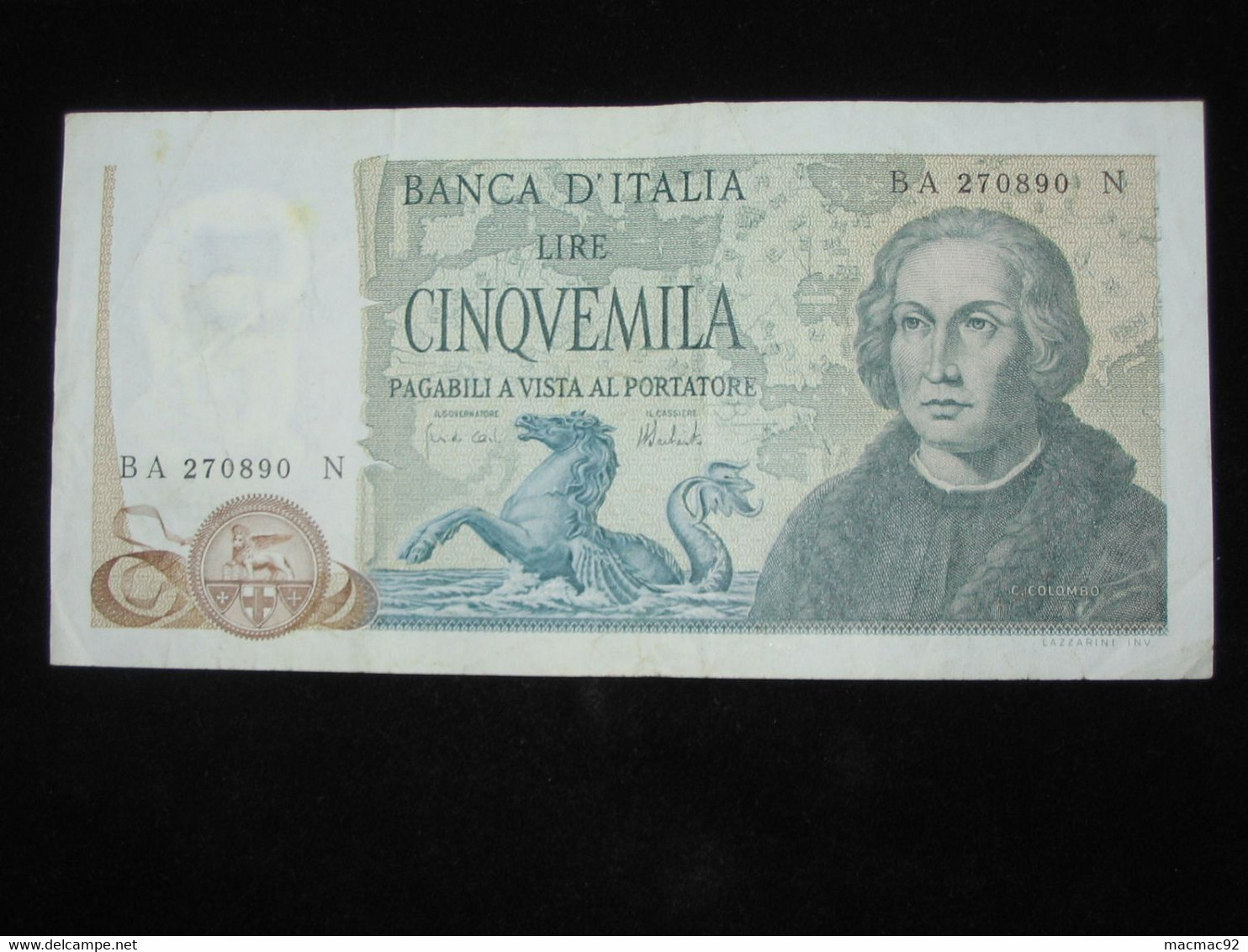 ITALIE - 5000 Cinqumilia Lire - C.Colombo  - Banca D'Italia 1973. **** EN ACHAT IMMEDIAT **** - 10000 Lire