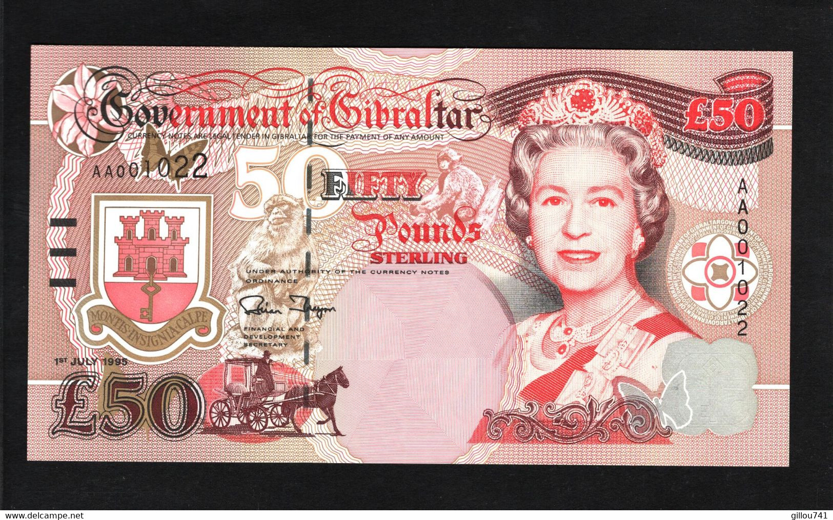 Gibraltar, 50 Pounds Sterling, 1995 Issue, Queen Elisabeth II - Gibilterra