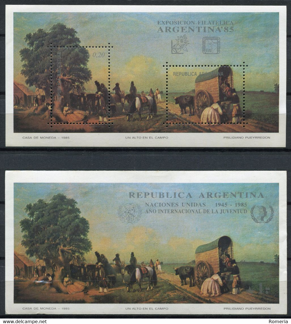 Argentine - 1985 - Yt BF 31 Et 32 ** - Exposition PhilatélIque - Sans Et Avec Surcharge UNESCO - Unused Stamps