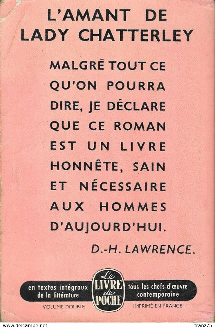 L'amant De Lady Chatterley/1957-D.H.Lawrence- Livre De Poche-BE - Autres & Non Classés