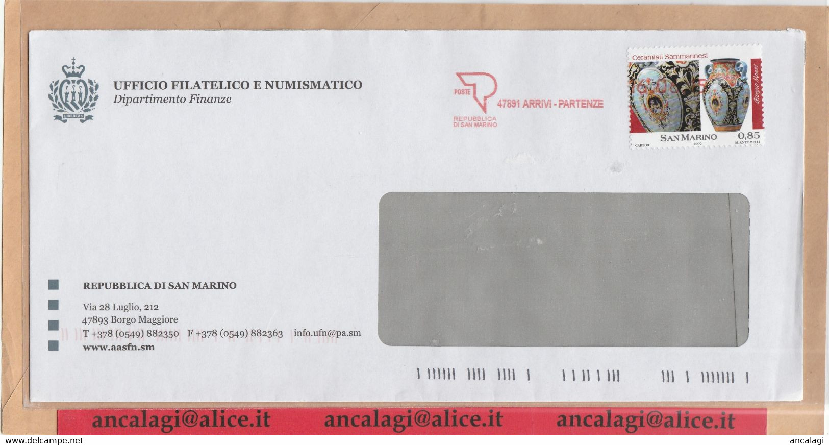 SAN MARINO 2015 - St.Post.098 - Busta Ordinaria Affrancata Con 1v. In € 0,85 - Vedi Descrizione - - Storia Postale