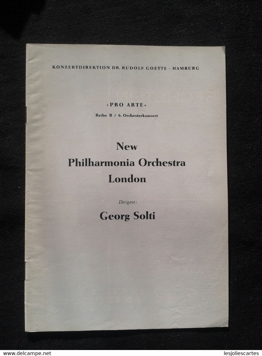 SIR GEORG SOLTI CONDUCTOR DIRIGENT LONDON CONCERT PROGRAMME PROGRAM - Programme