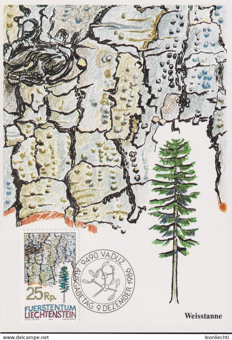 1986 Liechtenstein MC 70 Mi: LI 913°, Y&T: LI 854°, ZNr. LI 853°, Baumrinden, Weisstanne - Sonstige & Ohne Zuordnung