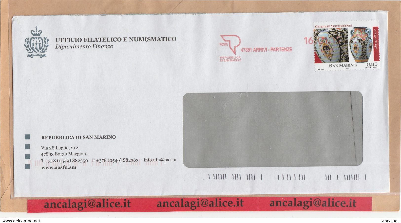 SAN MARINO 2015 - St.Post.099 - Busta Ordinaria Affrancata Con 1v. In € 0,85 - Vedi Descrizione - - Lettres & Documents