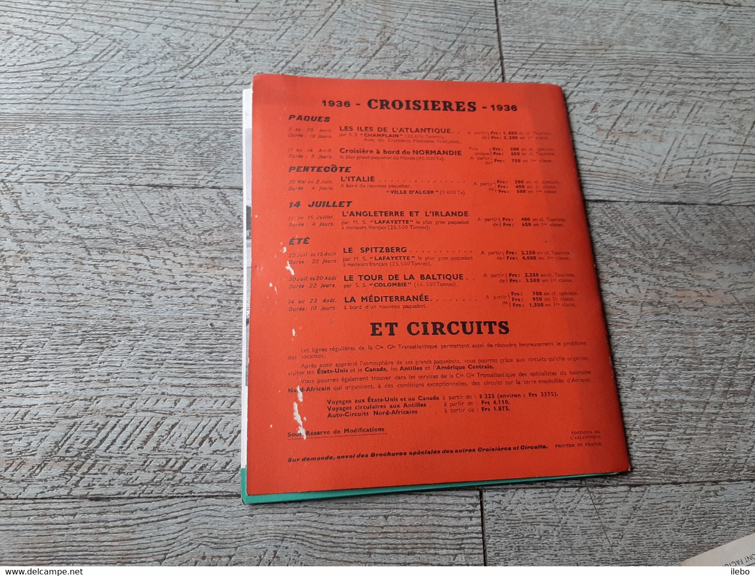 CGT Compagnie Générale Transatlantique Croisière Autour De La Baltique 1936 Long Courrier Colombie Tarif - Programme