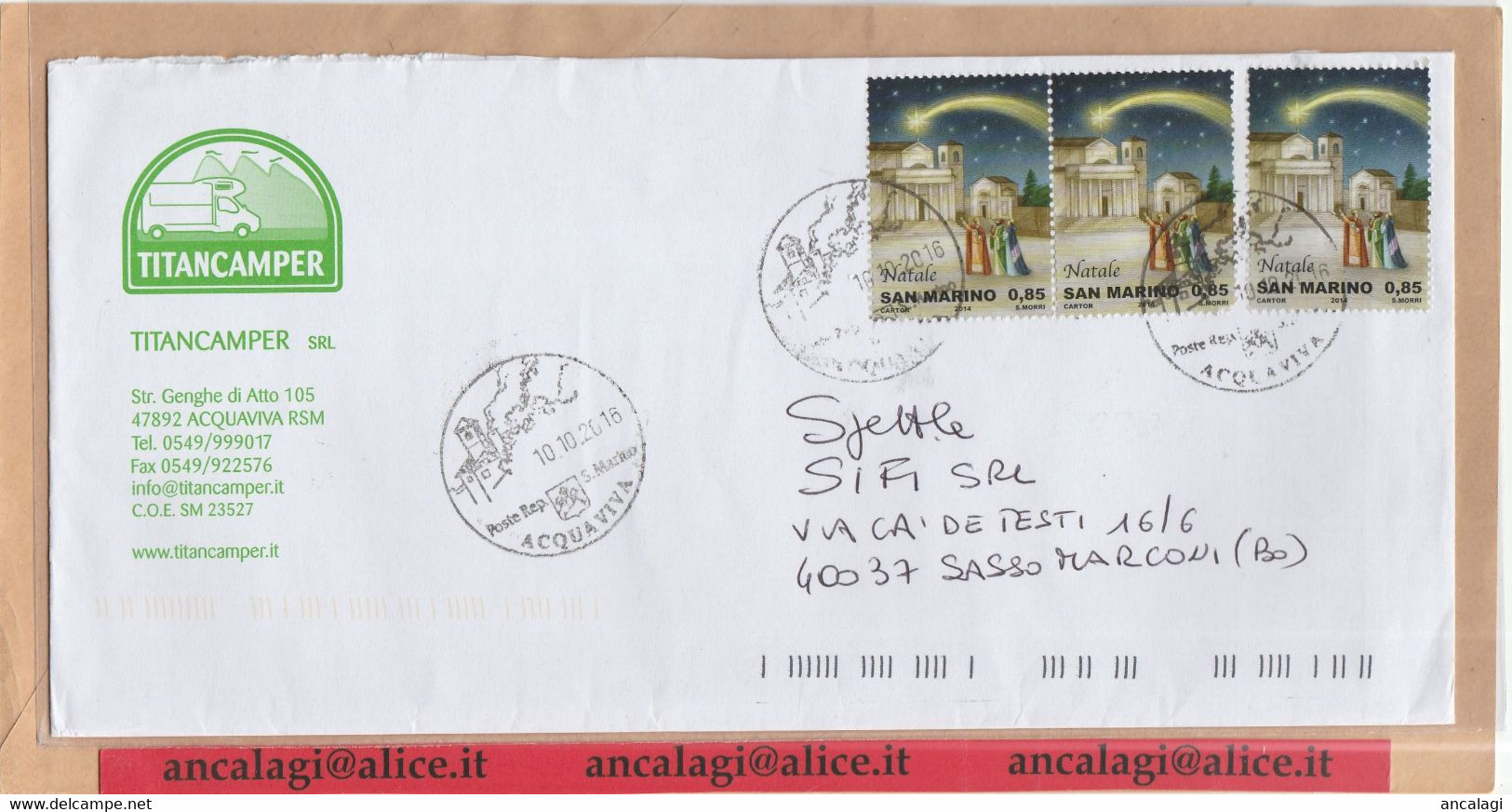 SAN MARINO 2020 - St.Post.102 - Busta Ordinaria Affrancata Con Striscia Di 3v. In € 2,65 - Vedi Descrizione - - Lettres & Documents