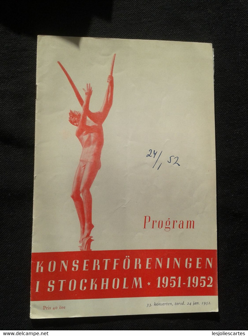 JORG DEMUS EDITH BERTSCHINGER PIANISTE KLAVIER PIANIST LITSCHAUER CONDUCTOR DIRIGENT STOCKHOLM CONCERT PROGRAMME PROGRAM - Programas