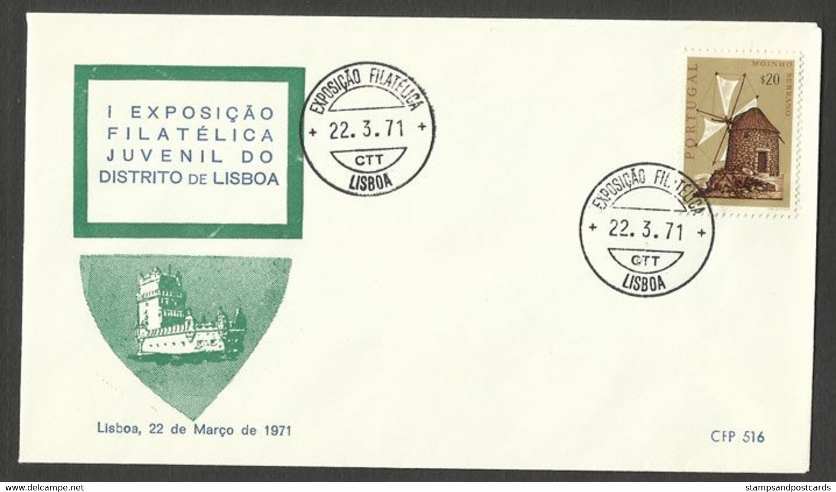 Portugal Cachet A Date Expo Philatelique 1971 Lisbonne Round Postmark Philatelic Expo Lisbon - Flammes & Oblitérations