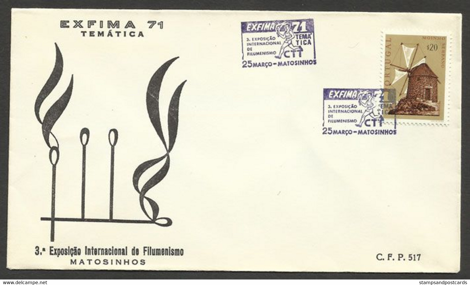 Portugal Cachet A Date Expo Collection Boîtes Allumettes 1971 Matosinhos Event Pmk Matches Matchbook Collector Expo - Annullamenti Meccanici (pubblicitari)