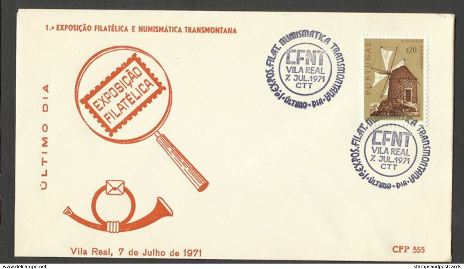 Portugal Cachet Commémoratif  Expo Philatelique Et Numismatique Vila Real 1971 Event Pmk Philatelic & Coin Expo - Postal Logo & Postmarks