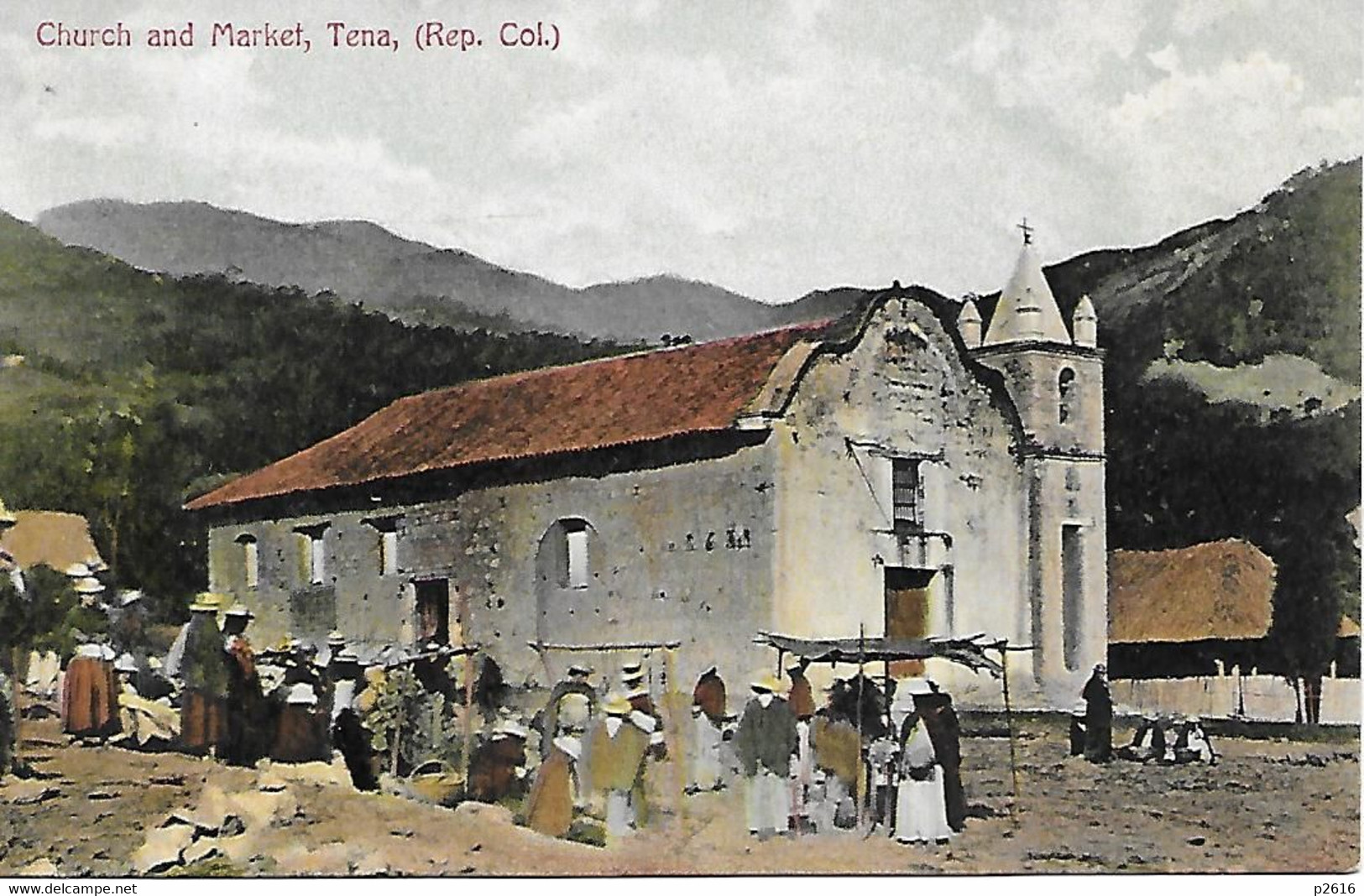 COLOMBIE-  TENA -  CHURCH AND MARKET - CARTE COLORISEE - Colombia