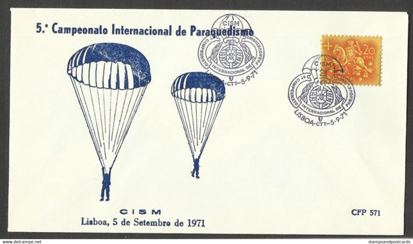 Portugal Cachet Commémoratif Championat Internationale Parachutisme 1971 Event Postmark World Parachuting Championship - Fallschirmspringen