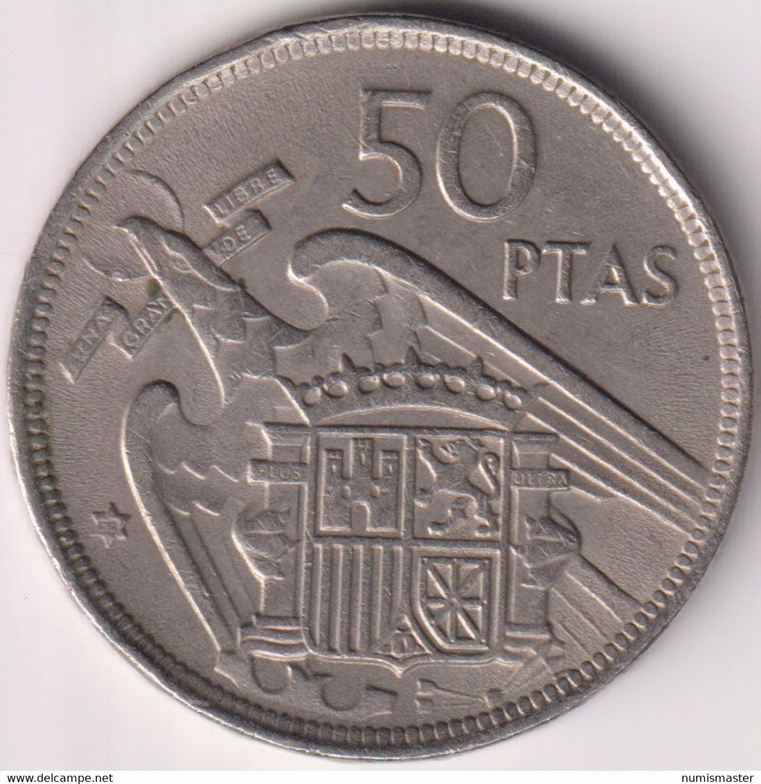 SPAIN , 50 PESETA 1957 / 58 , EDGE " UNA GRANDE LIBRE " - 50 Peseta