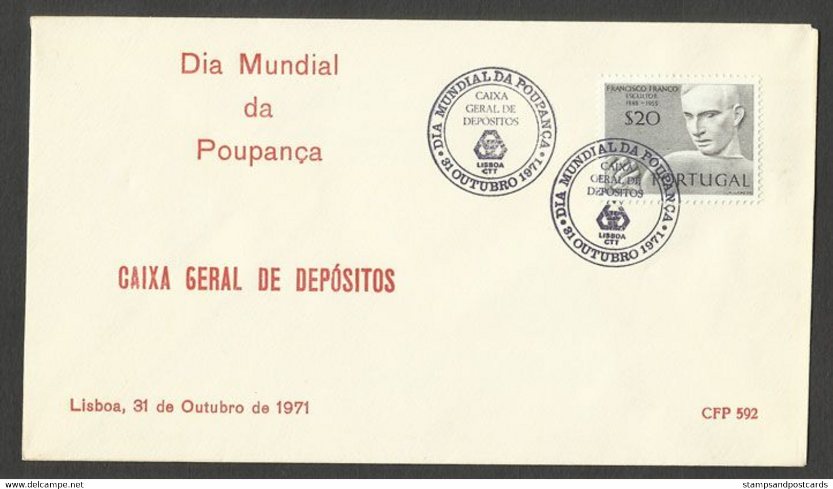 Portugal Cachet Commémoratif  Journée Mondiale D'Epargne Banque CGD 1971 Event Postmark Savings Day - Flammes & Oblitérations