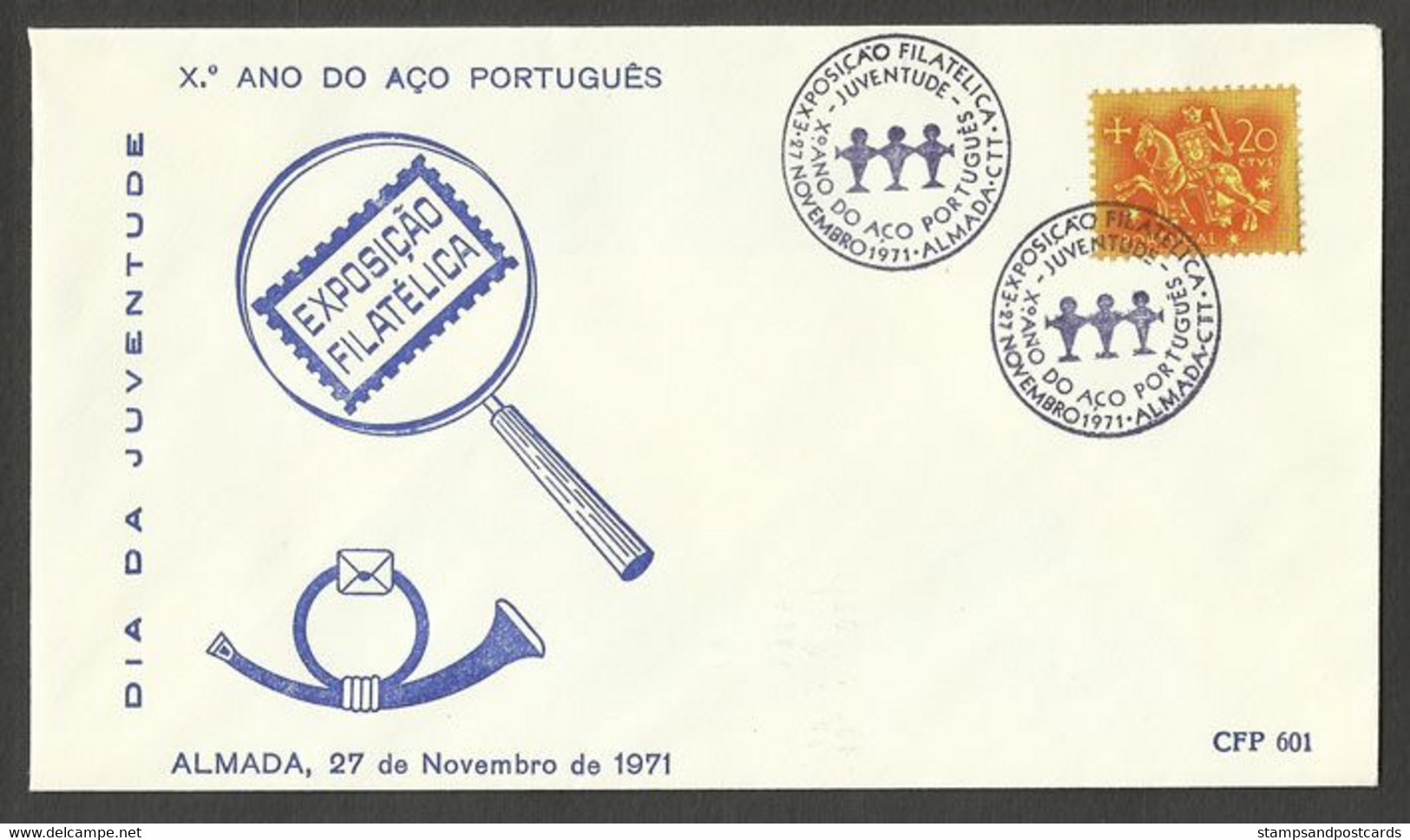 Portugal Cachet Commémoratif  Expo Philatelique Aciérie Portugais Almada 1971 Event Pmk Philatelic Expo Portuguese Steel - Flammes & Oblitérations