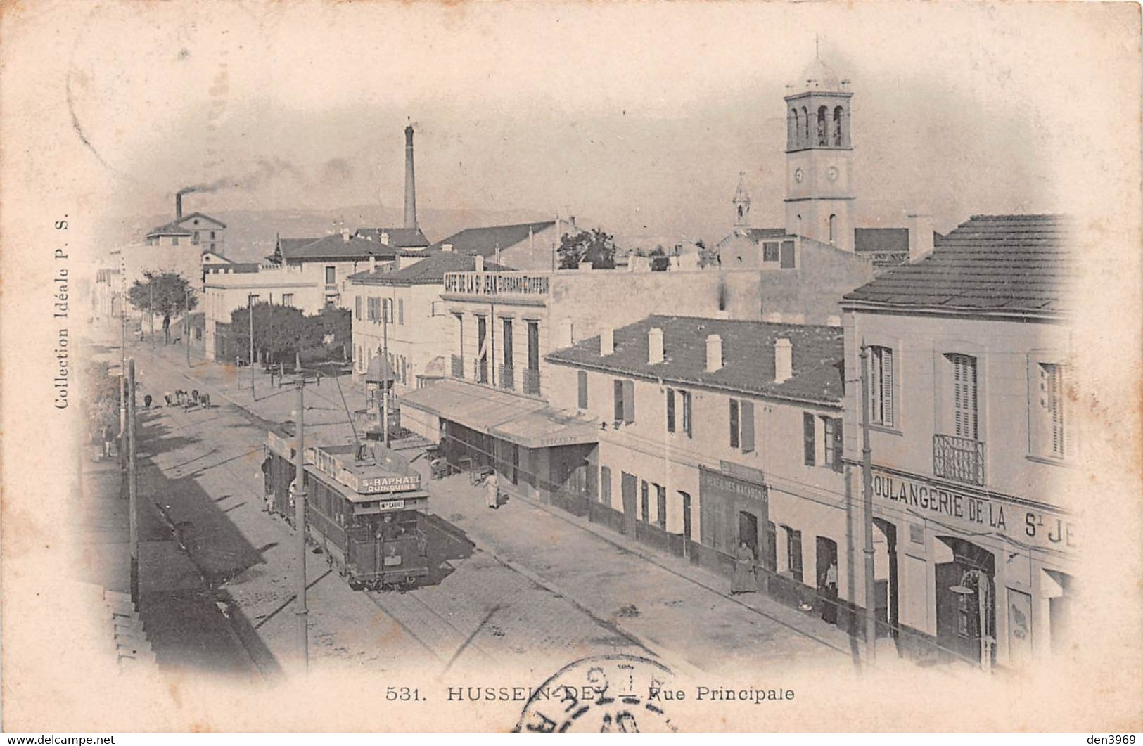Algérie - HUSSEIN-DEY - Rue Principale - Tramway Maison Carrée, St-Raphaël Quinquina - Café-Boulangerie De La Saint-Jean - Sonstige & Ohne Zuordnung