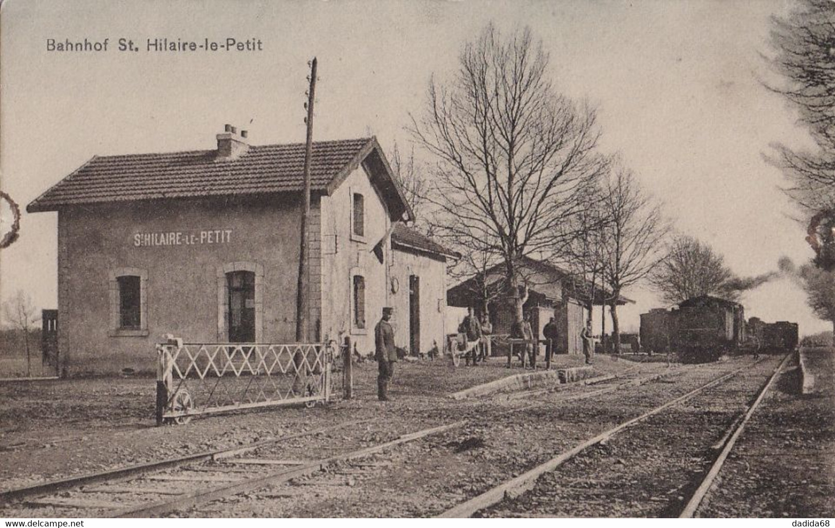 CARTE ALLEMANDE - GUERRE 14 -18 - SAINT-HILAIRE-LE-PETIT (MARNE)  - LA GARE - LOCOMOTIVE À VAPEUR - Guerre 1914-18