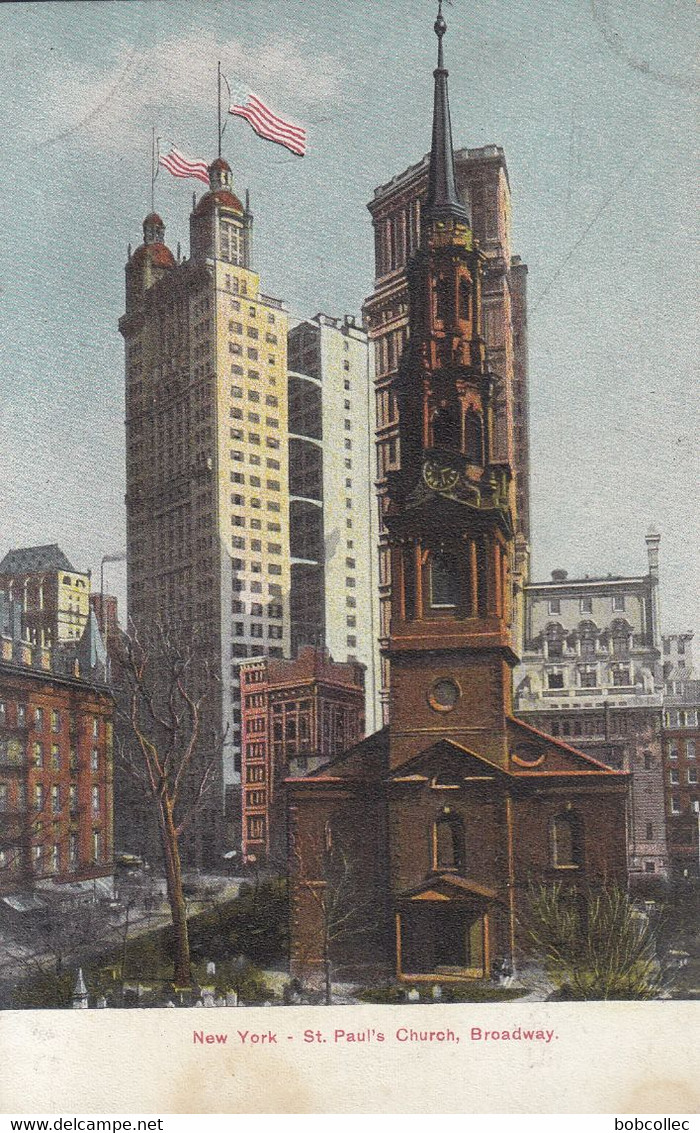 NEW YORK: St. Paul's Church, Broadway (publicité BALSAM, ELIXIR D'ANVERS) - Broadway