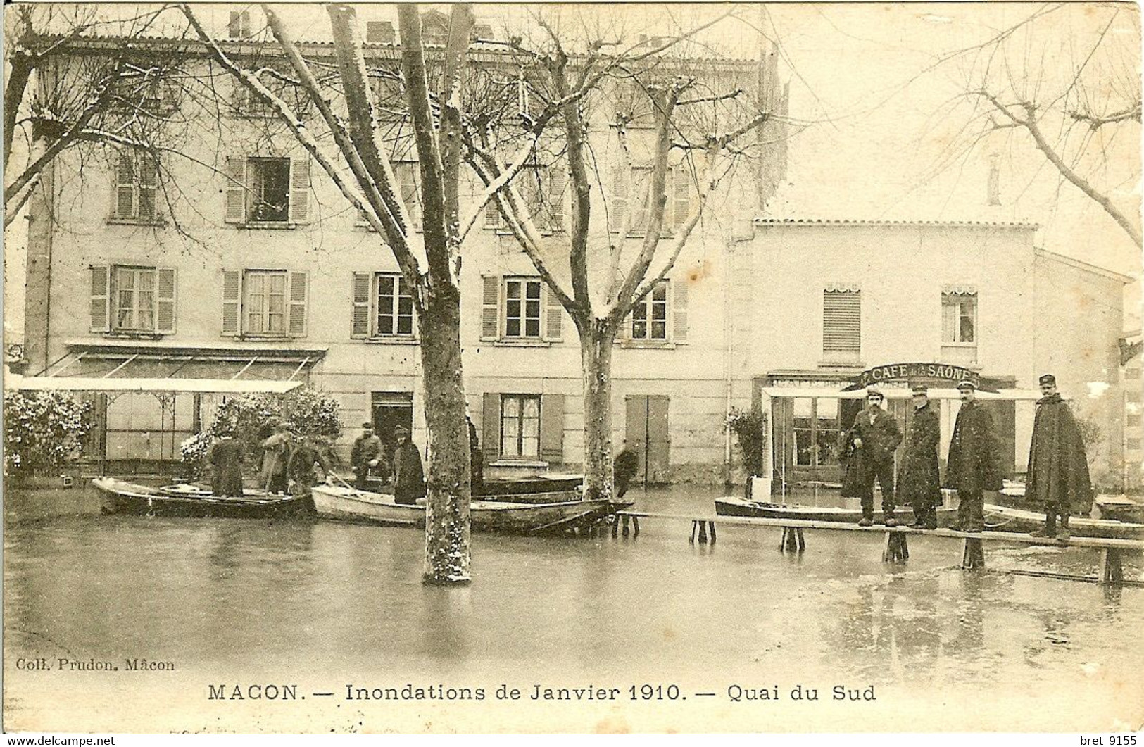 71 MACON QUAI DU SUD INONDATIONS DEVANT LE CAFE DE LA SAONE QUI PORTE BIEN SON NOM - Macon