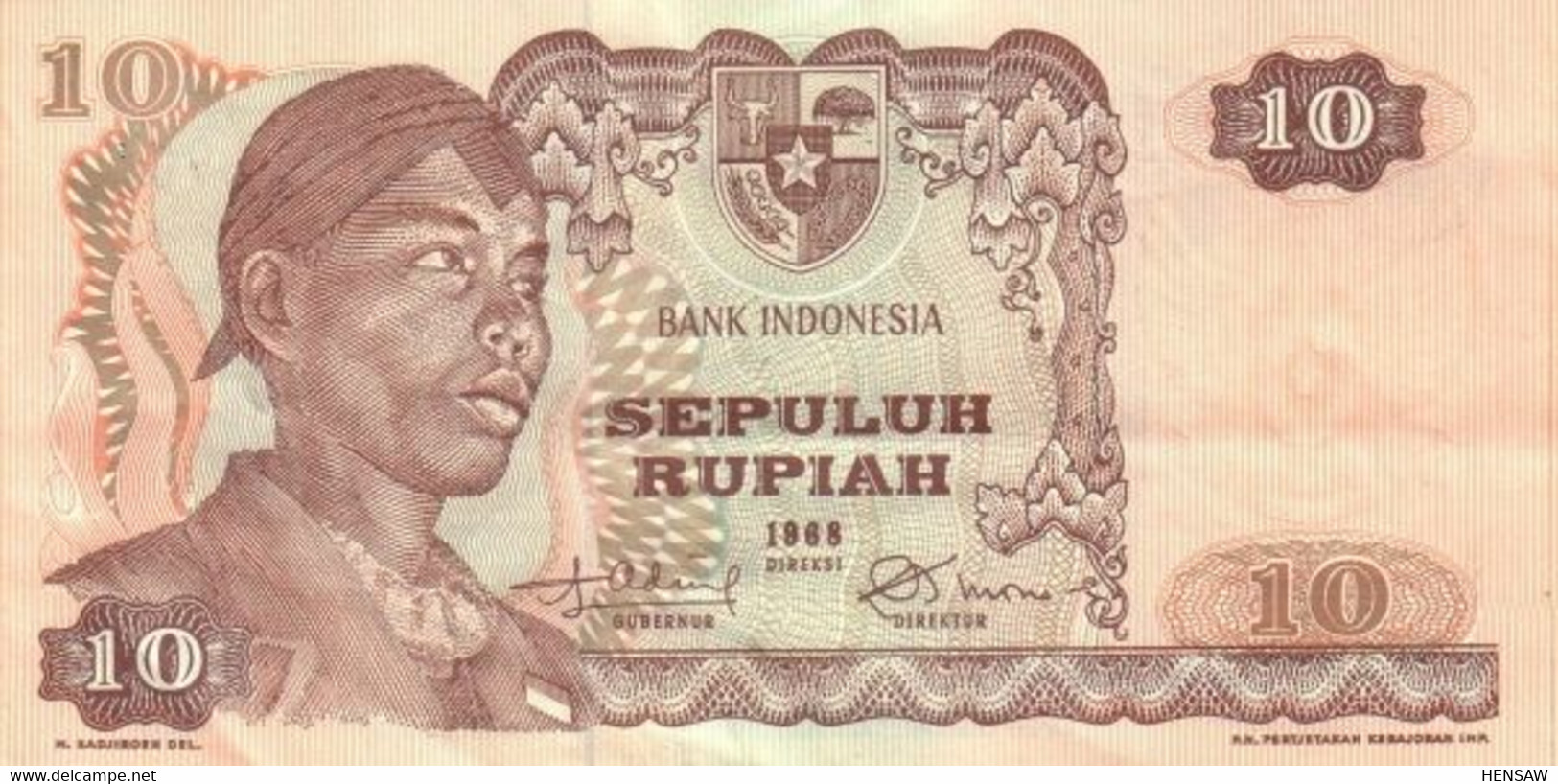 INDONESIA 10 RUPIAH 1968 P 105 AUNC SC- NUEVO- SERIE ACG 061413 - Indonésie