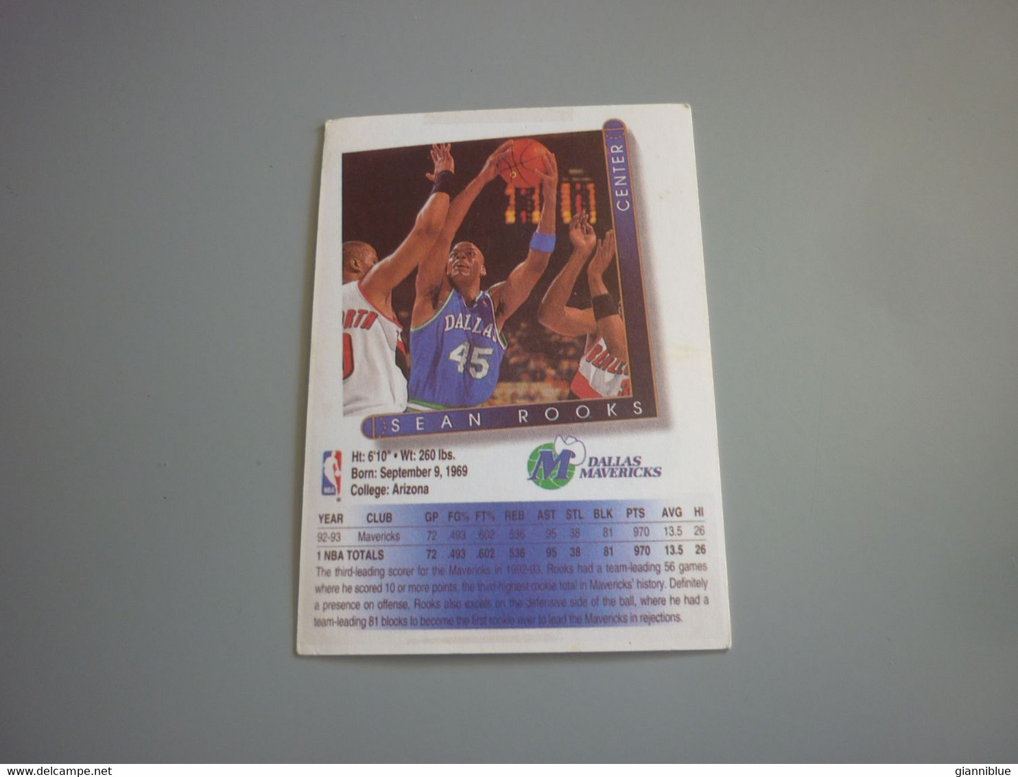 Sean Rooks Dallas Mavericks NBA Basketball '90s Rare Greek Edition Card - 1990-1999