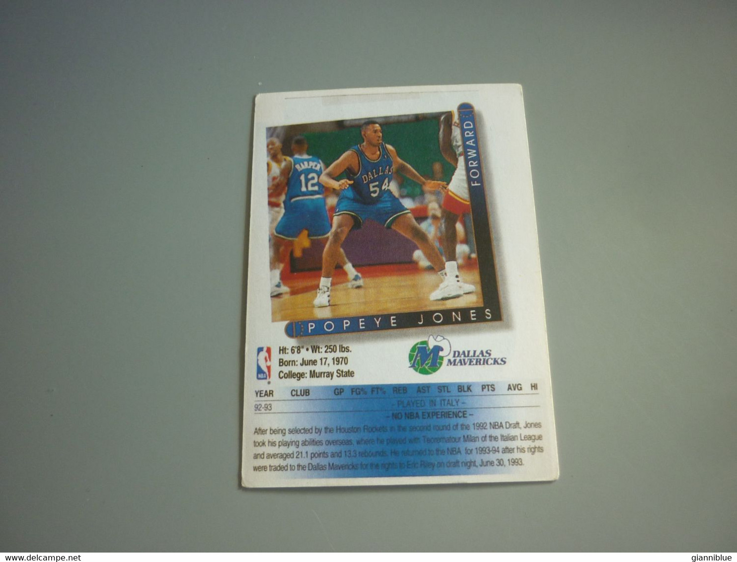 Popeye Jones Dallas Mavericks NBA Basketball '90s Rare Greek Edition Card - 1990-1999