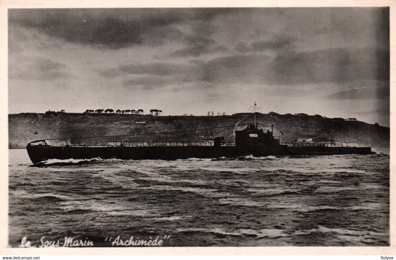 Bateau Guerre - Carte Photo - Le Sous Marin ARCHIMEDE - Marine Militaire Française - Militaria - Submarinos