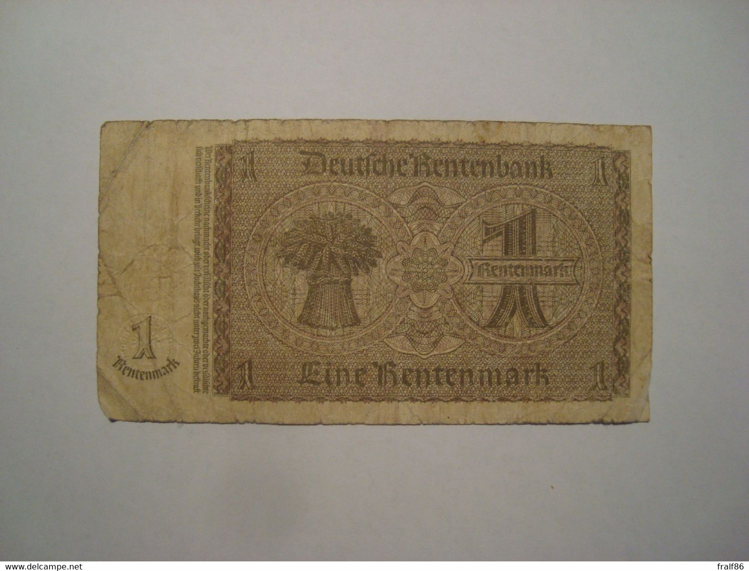 BILLET ALLEMAGNE 1 RENTENMARK 1937 - Other & Unclassified