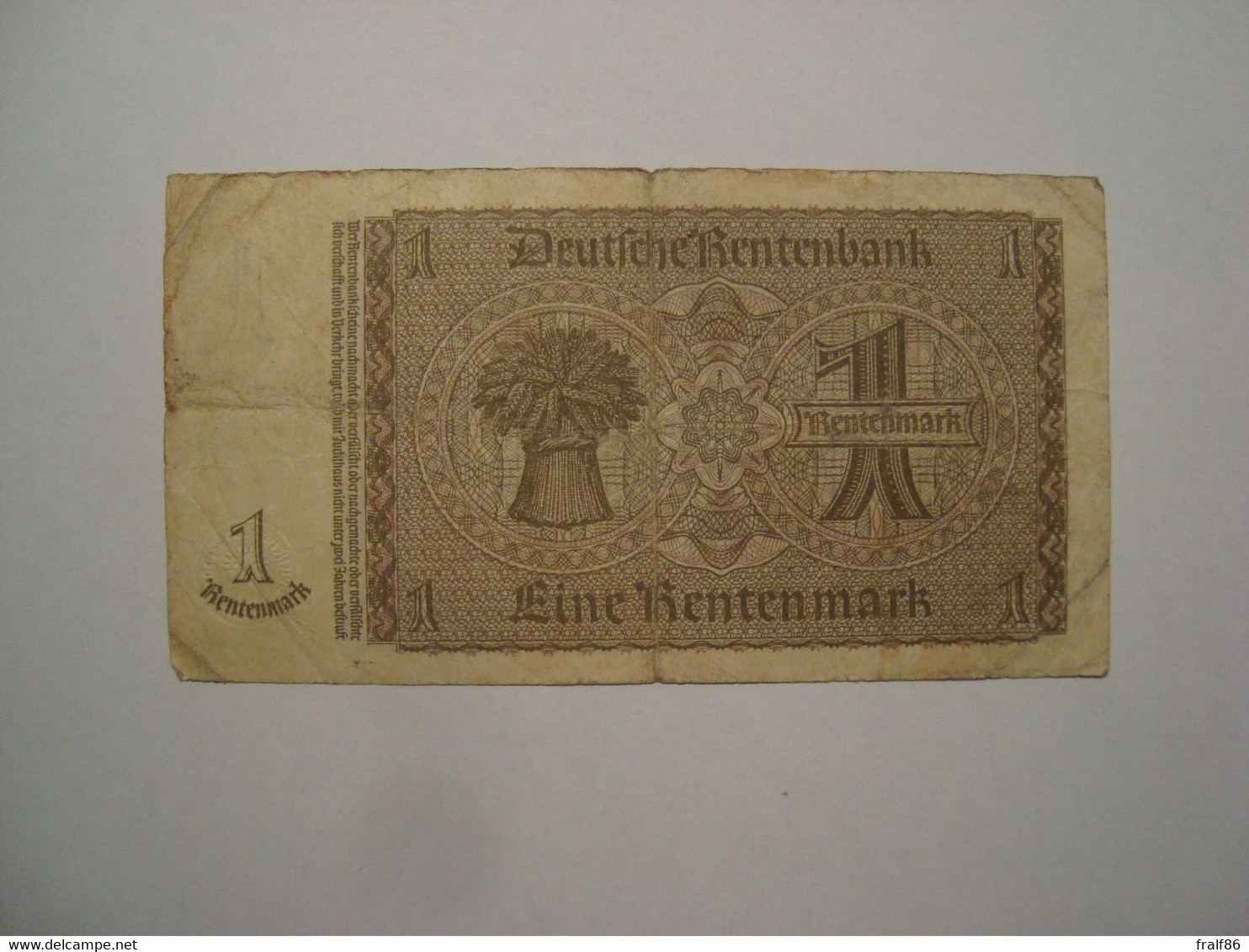 BILLET ALLEMAGNE 1 RENTENMARK 1937 - Andere & Zonder Classificatie