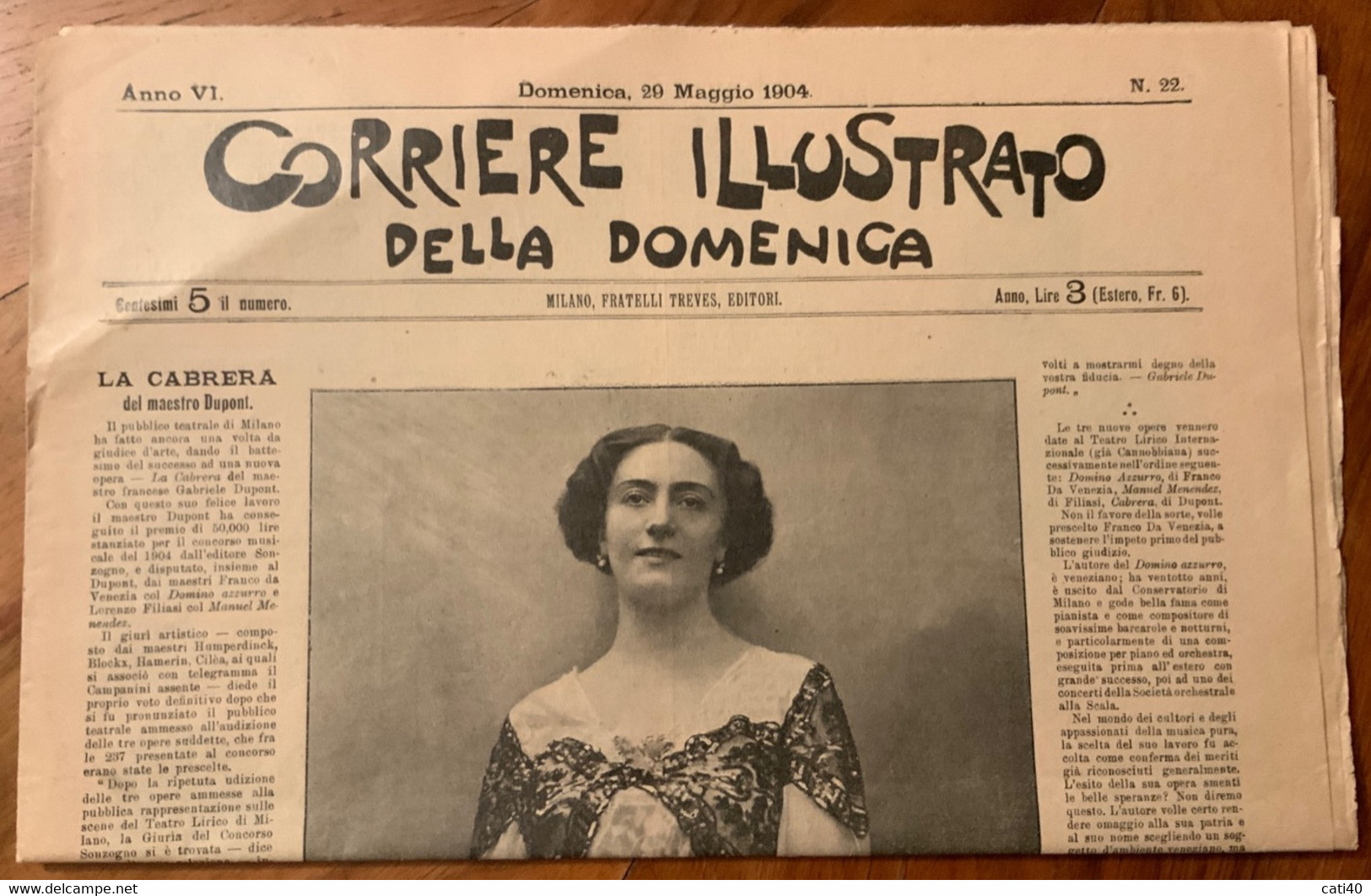 CORRIERE ILLUSTRATO DELLA DOMENICA - GEMMA BELLINCIONI In CABRERA - COMPLETO - 29/5/1904 - Prime Edizioni