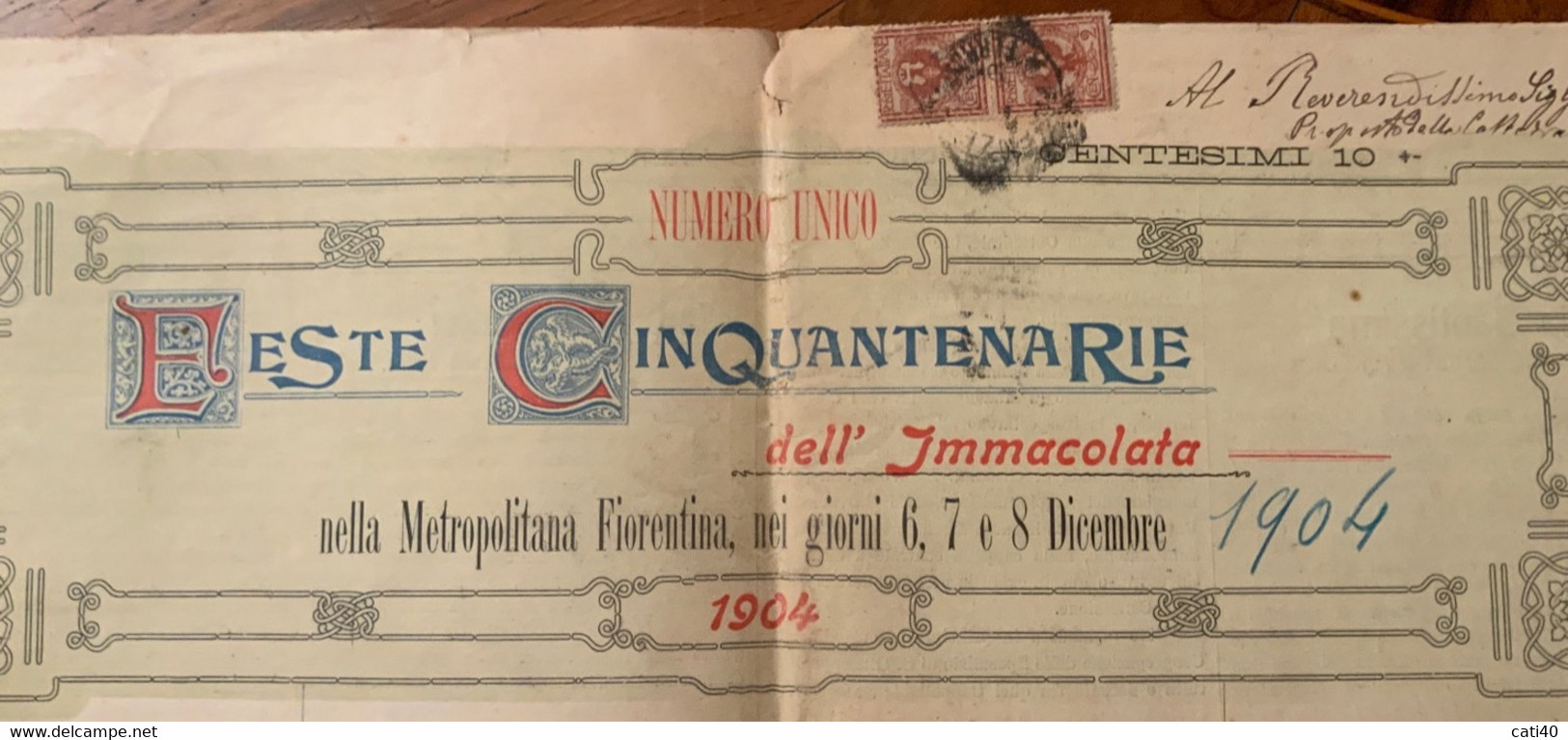 FESTE CINQUANTENARIE DELL’IMMACOLATA NELLA METROPOLITANA FIORENTINA 6-7-8DICEMBRE 1904 - First Editions