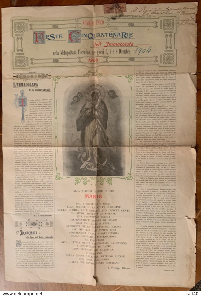 FESTE CINQUANTENARIE DELL’IMMACOLATA NELLA METROPOLITANA FIORENTINA 6-7-8DICEMBRE 1904 - First Editions