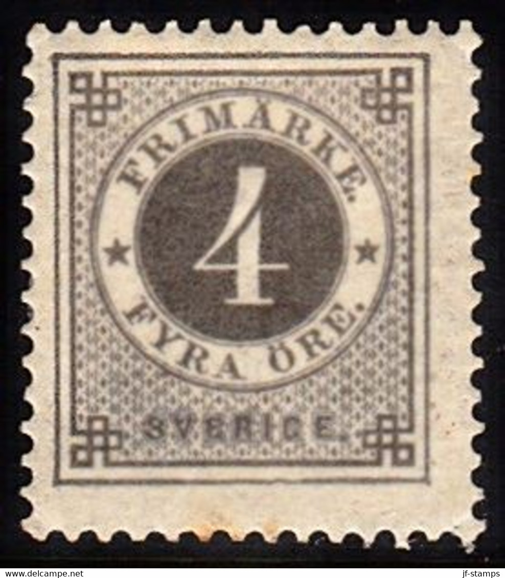 1886. Circle Type. Perf. 13. Posthorn On Back. 4 öre Grey. Very Nice Centering. (Michel 31) - JF157506 - Neufs